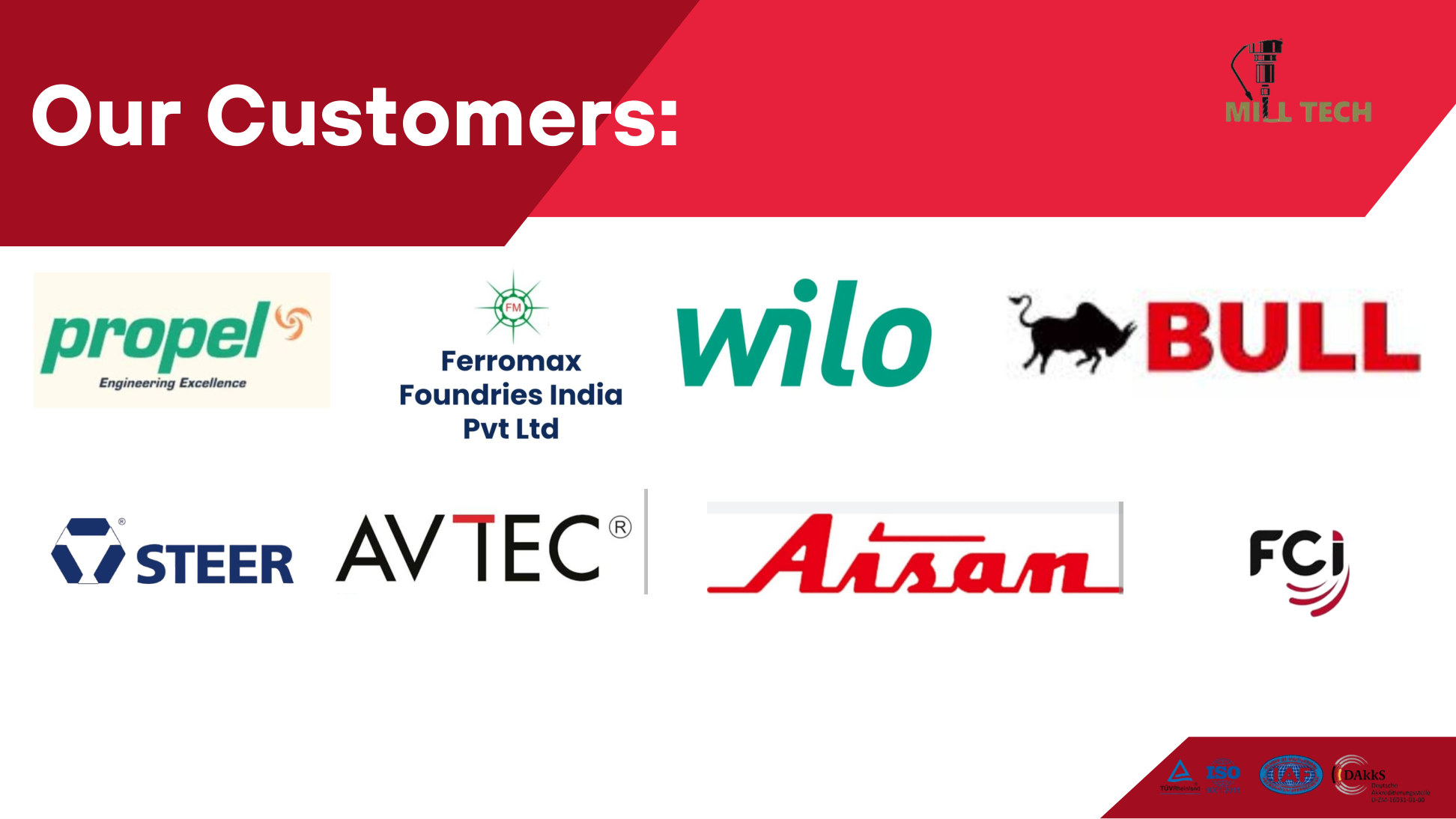 Mill Tech customer logos